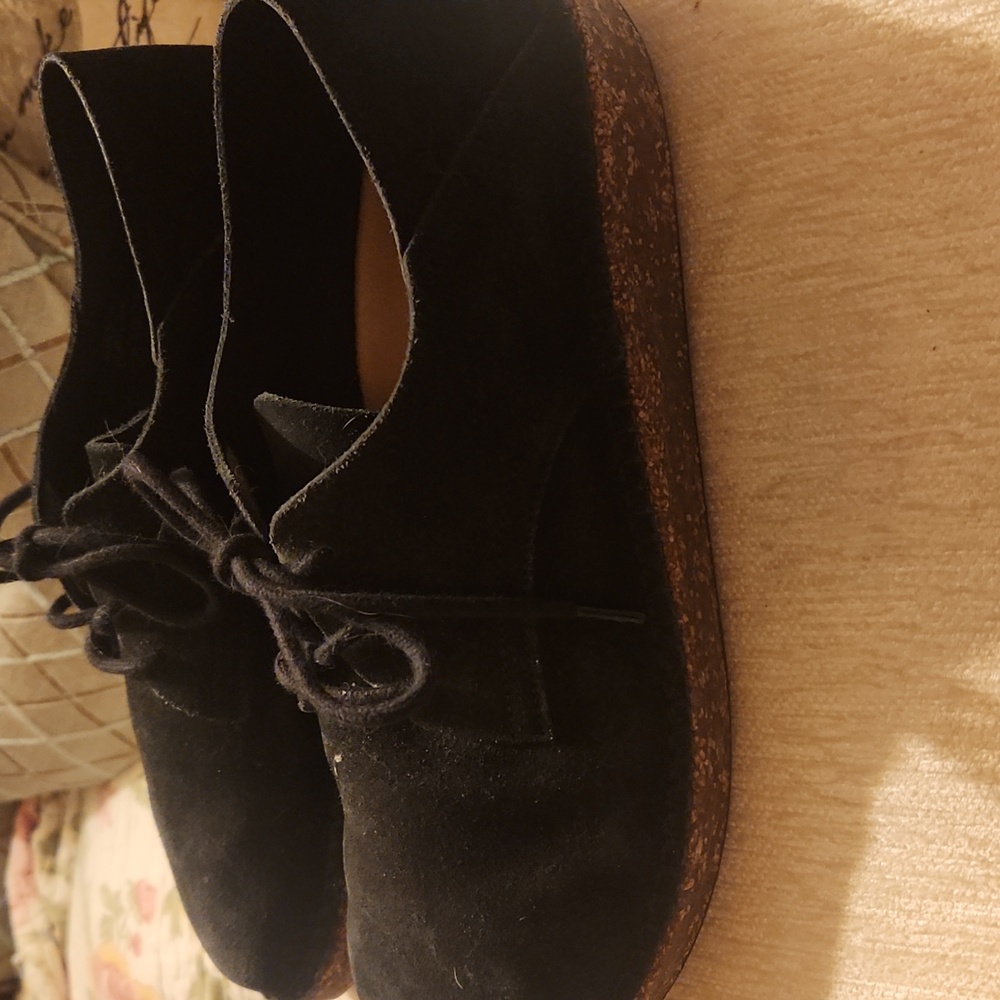 BIRKENSTOCK Gary Black Suede Leather Lace Up Flats Shoes Size 40 US L9 M7